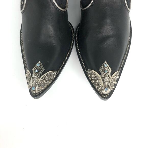 Giuseppe Zanotti Crystals Studded Pull On Western Cowgirl Heeled Boots 37.5 - Picture 6 of 9